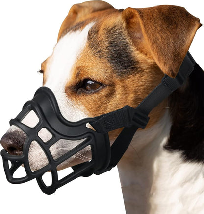BARKLESS Dog Muzzle, Basket Muzzle Anti Biting Chewing, Sturdy Lightweight Cage Mouth Cover for Small Medium Large Sized Dogs, Allows Panting Drinking, Suitable for Grooming Trimming Training