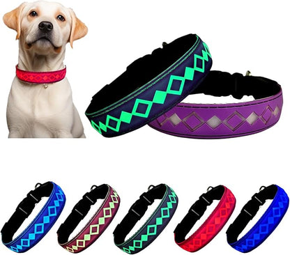 LED Dog Collar with AirTag Holder and Custom ID Tag, 15 Light Modes, Waterproof, Multiple Colors (PURPLE, S(7.87-11.8"))