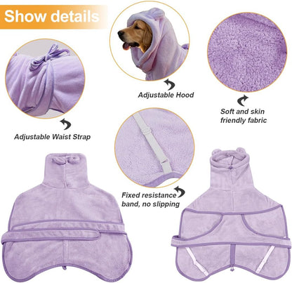 Giant Dog Bath Bubble, Quick Drying Super Absorbent Used for After Bathing, Warm Dog Towels, Adjustable Hoodies and Belts for Pet Dogs Bath Clothes Products(Purple, 6XL)