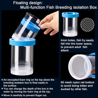 2 Pcs Breeder Box for Fish Tank Aquarium Breeder Separation Net Breeding Box with Suction Cup for Small Fish Shrimp Clownfish Guppy