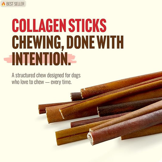 Natural Farm Collagen Sticks (6 Inch, 20 Pack). Odor-Free, 95% Natural Collagen Dog Chews, Supports Healthy Joints, Skin & Coat - Best Rawhide Alternative for Small & Medium Dogs