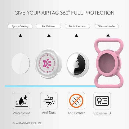 Airtag Dog Collar Holder, Durable & Lightweight Airtag Case, Slide-on Waterproof Protective Air Tag Holder for Dog Collar - for Dogs and Cats (Pink, Large)