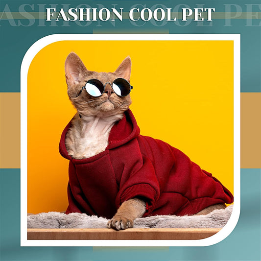 Dog Sunglasses Retro Pet Glasses Doll Glasses Classic Round Dog Glasses Metal Cat Puppy Eye Wear Hippie Costumes for Cats and Dogs, Photos Props Cosplay Party Costume (Black, Classic Style)