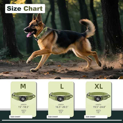 2025 New and Improved AirTag Dog Collar, Military Tactical Dog Collar with AirTag Holder - Adjustable Control Handle, Durable Metal Buckle, Comfortable GPS Dog Collars (M,ArmyGreen)