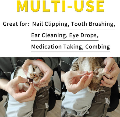 2PCS Cat Wrap for Cutting Nails, 21x21in Self-Adherent Pet Cat Grooming Wrap for Medicine, Nail Clipping, Teeth Brushing, Ear Cleaning | Anti-Escape Anti-Bite Anti-Scratch (Solid)