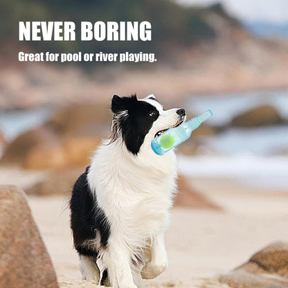 Dog Squeaky Chew Toy,Floating TPR Water Bottle Toys-Small Medium Large Breeds - Training Fetch -Indoor Outdoor Pool Beach Blue M