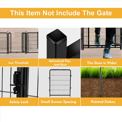 Doorless Dog Playpen 56inch 10 Panels, Dog Fence Outdoor for Yard, Garden Fence for Medium/Large Pets. Black Dog Pens Total22.1 Ft(L)