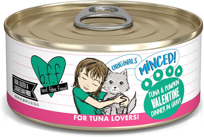 Weruva BFF Minced Natural Wet Cat Food, Tuna and Pumpkin Valentine in Gravy, 5.5oz Can, Pack of 24