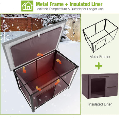 GUTINNEEN Dog House Insulated Outdoor Dog Kennel with Liner for Winter Large(Off-White)