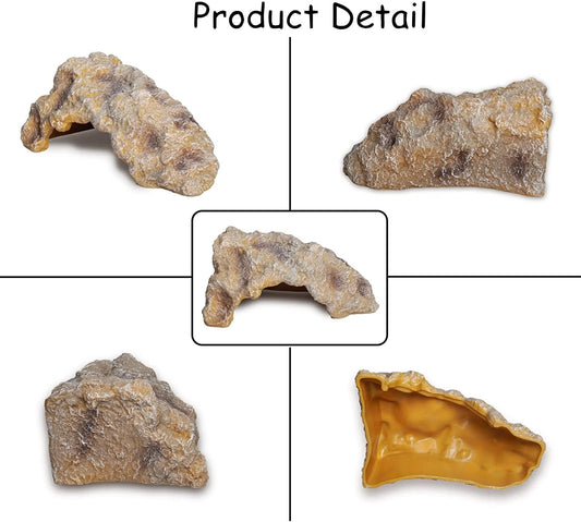 Reptile Rock Reptile Hide Cave Hideout Terrarium Habitat Decor Ornament Shelter for Snake Geckos Lizards Turtle Frogs Amphibians Hermit Crab Medium