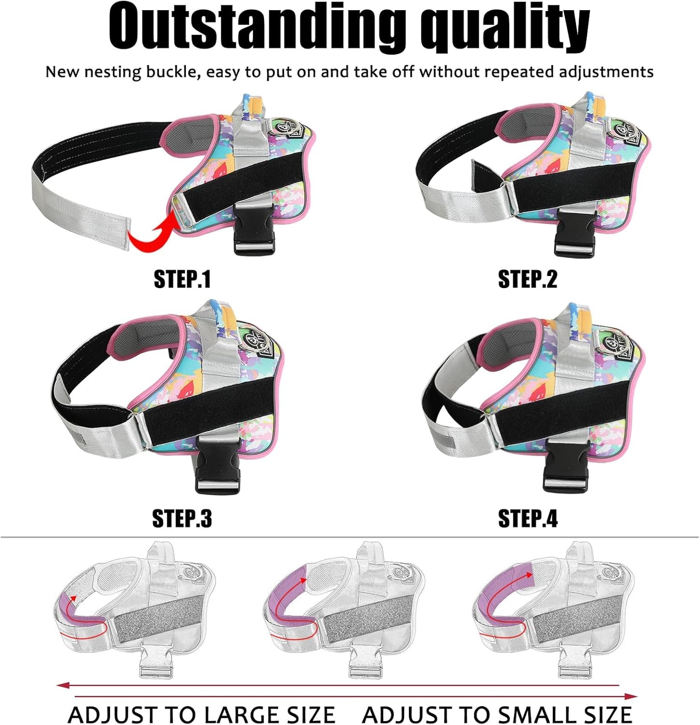 Bolux Dog Harness, No-Pull Reflective Dog Vest, Breathable Adjustable Pet Harness with Handle for Outdoor Walking - No More Pulling, Tugging or Choking (X-Small (Pack of 1), OilPainting)