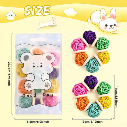 2 Pcs Natural Grass Chew Balls for Rabbits, Chinchillas, Hamsters & Mice - Safe Dental Health Toys for Teeth Grinding, Chewing & Dental Care, Small Animal Enrichment Chew Toys