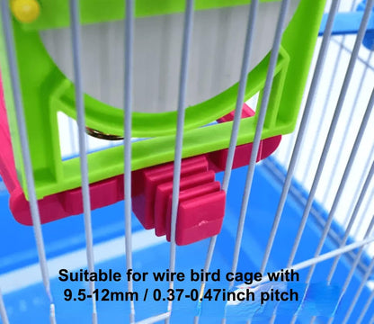Bird Mirror for Cage, Bird Mirror Toy with Paddle Wheels and Perch, Bird Hanging Training Toys for Cage, Parrot Foraging Toys, Bird Interactive Intelligence Toy Random Color(Paddle Wheels)