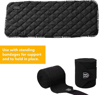 Harrison Howard Quilted Leg Wraps for Horse Set of 4- Black L