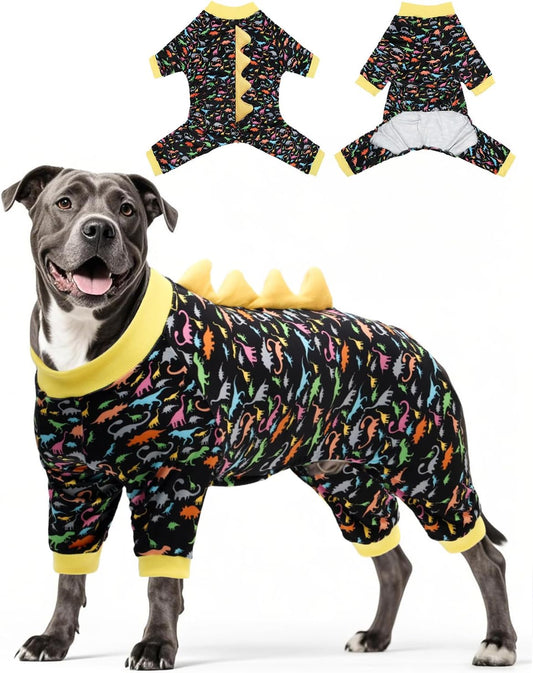 CuteBone Dinosaur Costume Dog Pajamas, Stretchy Spandex Crystal Velvet Sleepwear Coat for Small Dogs, Soft & Warm Pet Outfit Clothes for Cold Weather, Cozy Pullover Design COSP01-4XL