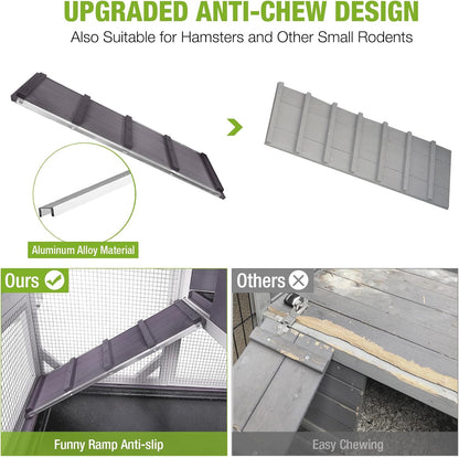 GUTINNEEN 2-Story Rabbit Hutch Indoor with Chew-Proof Design & Slide-Out Trays - Wooden Small Animal Cage Guinea Pig Cages with Lockable Wheels for 2-3 Rabbits, Bunnies, Guinea Pigs (Grey)