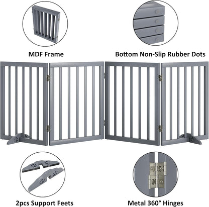 Dog Gates for Doorways 74-Inch Wide Freestanding Pet Gates for Dogs 24-inch Tall Dog Gates Indoor Stair House