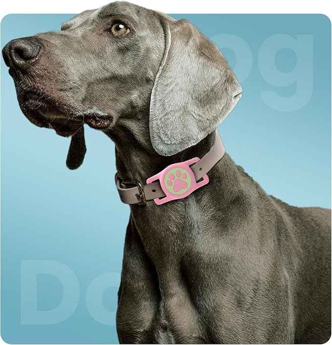 Waterproof Airtag Holder for Dog Collar,Stretchy Silicone | Full Body Covered | AirTag Holder Glow in The Dark,(Pink-Luminous)