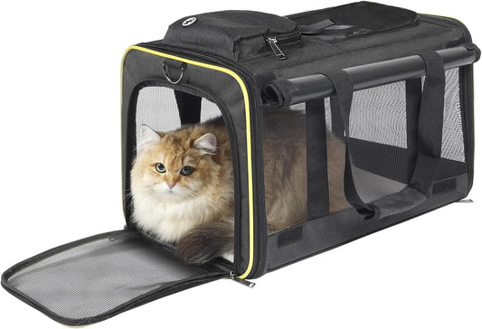 Cat Carriers for Large Cats 20 lbs+ Soft Pet Carrier for Small Dog/Durable 2 Kitty Travel Bag/Medium Big Cats Puppy 15 Pounds/Softside Cat Carrier Large - Pawvie