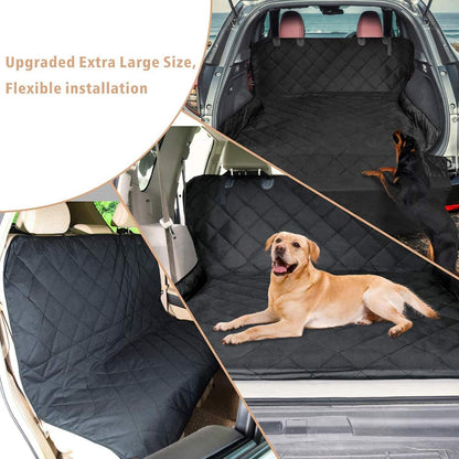 F-color SUV Cargo Liner for Dogs, Upgraded Extra Large Water Resistant Pet Cargo Cover Dog Seat Cover Mat for SUVs with Bumper Flap Protector, Non-Slip, Wear-Proof, Universal Fit, Black - Pawvie