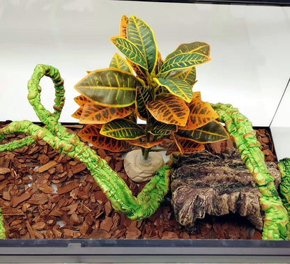 Reptile Plants Terrarium Artificial Leaves Reptile Tank Decorations for Bearded Dragon Lizard Snake Geckos Chameleon Amphibian Habitat Terrarium Decor