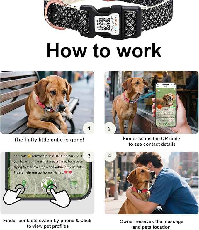 WhoseID Dog Collar with Waterproof AirTag Holder & Anti-Lost QR Code, Cute Bling Warpping Adjustable Width for Small Medium Large Pet (Black, S)