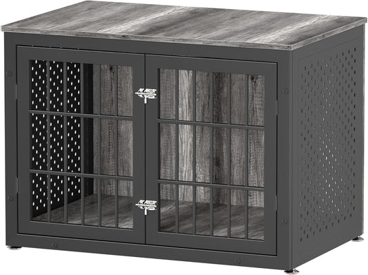38" Heavy Duty Dog Crate Furniture for Large and Medium Dogs,Wooden Metal Kennel for High Anxiety Dogs, Chew Proof Cage Indoor, Decorative Kennel End Table