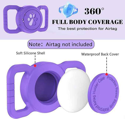 SANKALA Airtag Dog Collar Holder, [1 Pack] Waterproof Dog Airtag Holder, Silicone Full Body Covered Anti-Lost Protective Apple Air Tag Holder for Pet Collar - Fits All Width Collars, Dark Purple