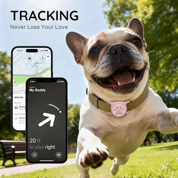for Airtag Dog Collar Holder, Dog Air Tagholder Waterproof, Compatible with Apple Air Tags, Durable & Lightweight Silicone Airtag Case for Pet Collars (Pink, 1 Pack)