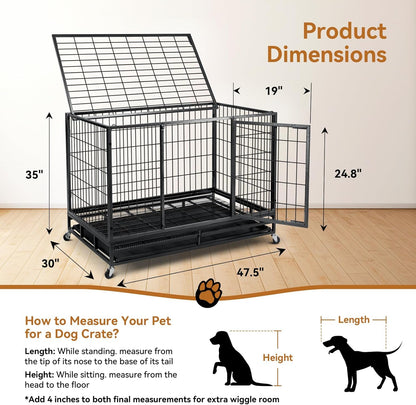 Oranland 48 inch Wire Dog Crate,2025 New Upgraded Stackable Dog Crate for Nursing Mother Dogs & Puppies,Large Dog Kennel with Reinforced Frame,Sturdy Locks Design/Removable Tray