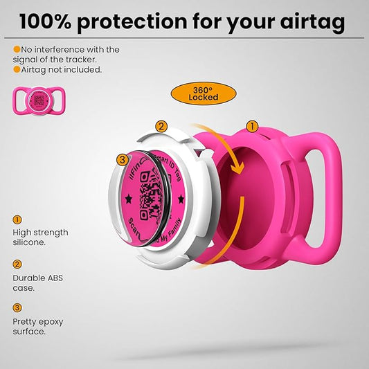 Waterproof AirTag Dog Collar Holder for Apple AirTag QR Code