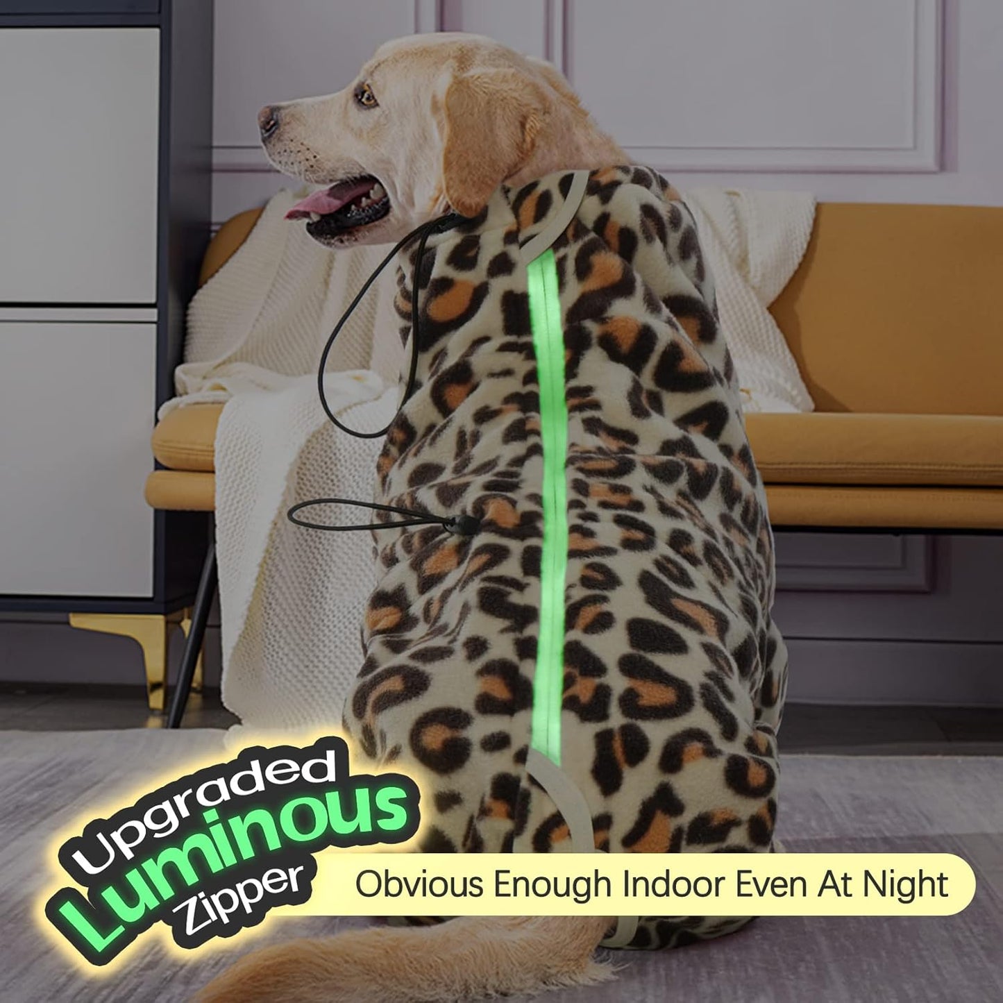 ROZKITCH Dog Winter Pajamas, Pet Windproof Warm Cold Weather Jacket Vest with Luminous Zipper, Jumpsuit Apparel Outfit Clothes for Small Medium Large Dog Brown S