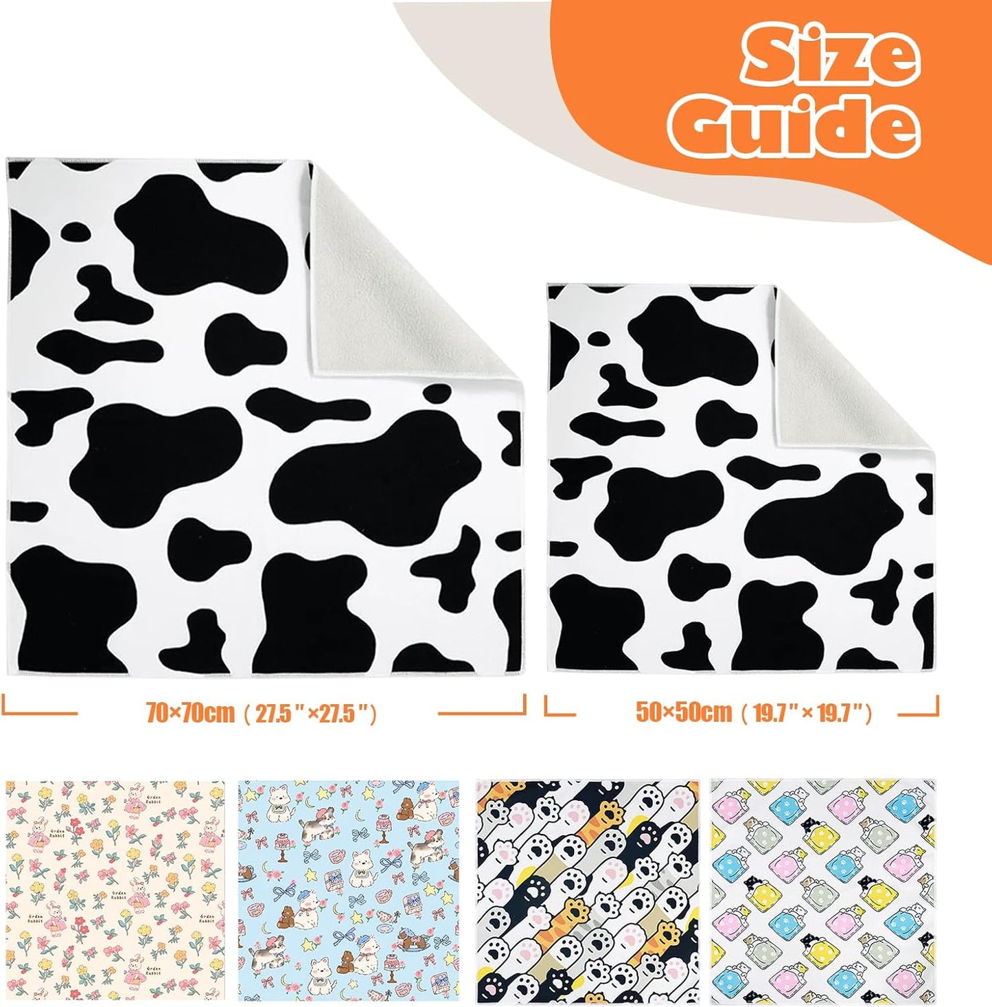 Cat Grooming Wrap, Cat Wrap Self-Adherent, Anti-Scratch Anti-Bite, Anti-Escape Grooming Bag for Cats Nail Clipping, Ear Cleaning, and Teeth Brushing (19.7 × 19.7" Cow Pattern)