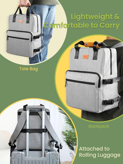 Dog Travel Bag, 25L Airline Approved Dog Travel Backpack for Pet Travel Accessories with 2 Food Storage Containers, 2 Foldable Bowls for Short Trips, Grey - Pawvie