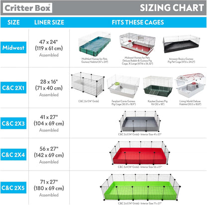 Paw Inspired Critter Box Washable Cage Liner with Raised Sides, Fleece Bedding with Waterproof Bottom, Edge Protected Pee Pads for Guinea Pigs, Rabbits, Hamsters, Small Animals (C&C 2x3 Size)
