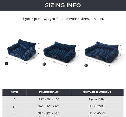 Bedsure Cute Dog Couch for Pets - Fluffy Dog Sofa with Premium Soft Corduroy Fleece, Pet Couch Bed with Washable Cover, Supportive Pet Sofa Bed for Medium Large Dogs, 36inch, Night Blue