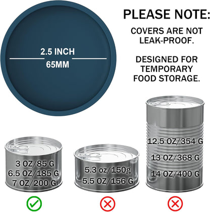OHMO - 2 Pack Cat Food Can Lids, Small (3 oz) Silicone Can Covers for Pet Food Cans 2.5 oz Cat Food Cans, Dark Blue