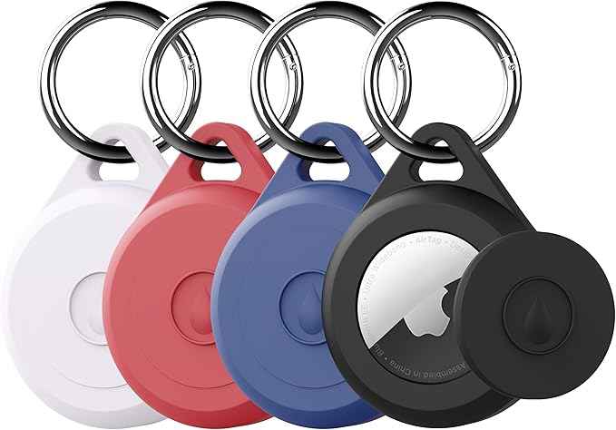 Air tag Keychain Holder Case for Apple Air tag, 4 Pack of IPX8 Waterproof, Fully Shockproof, Anti Scratch Air tag Holder Case for Key, Kid, Bag, Luggage, Pets Collar