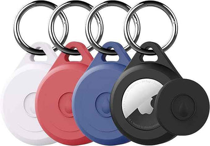 Air tag Keychain Holder Case for Apple Air tag, 4 Pack of IPX8 Waterproof, Fully Shockproof, Anti Scratch Air tag Holder Case for Key, Kid, Bag, Luggage, Pets Collar