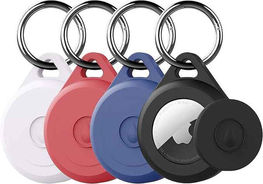 Air tag Keychain Holder Case for Apple Air tag, 4 Pack of IPX8 Waterproof, Fully Shockproof, Anti Scratch Air tag Holder Case for Key, Kid, Bag, Luggage, Pets Collar