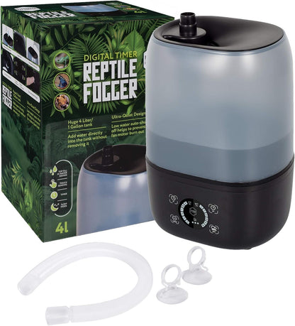 Evergreen Pet Supplies Reptile Fogger Humidifier - 4L Tank, Digital Timer - Automatic Misting System for Terrarium & Amphibian Enclosures