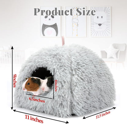 YUEPET Guinea Pig Bed Plush Calming Hideout, Warm Rabbit Hide for Hamsters Hedgehogs Ferrets Dwarf Rabbits and Other Small Animals(Grey)