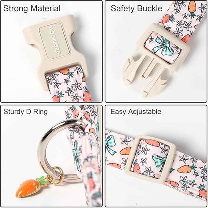 DOGWONG Easter Dog Collar-Cute Pink Easter Carrot Dog Collar, Easter Pet Collars Puppy Collar Gifts with Quick Release Buckle for Girl&Female Dogs,XL