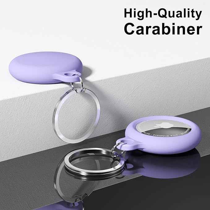 oakxco for Airtag Keychain Silicone, Airtag Holder with Key Ring, Air Tag Cover Cute Accessories for Kids, Luggage, Car Dog Collar, Car, Compatible with Apple Airtag Case Waterproof Tracker, Lavender