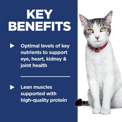 Hill's Science Diet Adult 11+, Senior Adult 11+ Premium Nutrition, Dry Cat Food, Chicken Recipe, 15.5 lb Bag