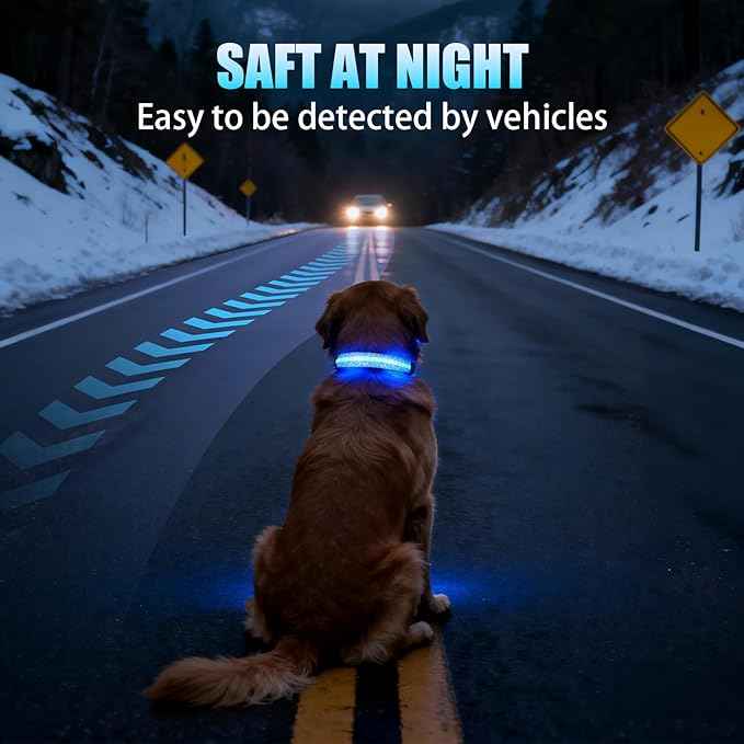 LED AirTag Dog Collar - Brightest Light Up Dog Collars - IP68 Waterproof Air Tag Dog Collar Holder - 1,600 Feet of High Visibility - Magnetic Charging - Dog Lights for Night Walking (Daisy, XL)