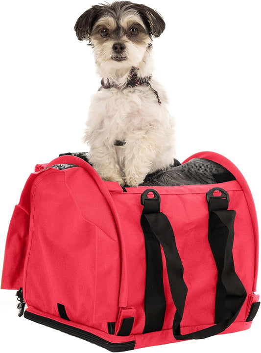 SturdiBag Pro 2.0 Pet Travel Carrier for Cats and Dogs | Soft Sided Pet Carrier Bag with Safety Clips and Seatbelt Straps for Airplane or Car Travel | Cube, Hot Pink - Pawvie