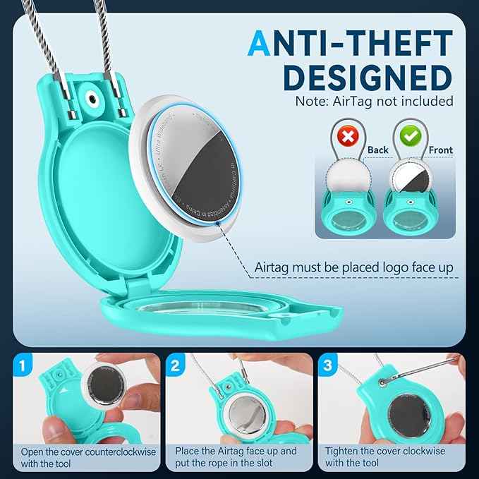 Waterproof Airtag Holder,4 Pack Airtag Case with Secure Lock,Airtags Keychain for Apple Air tag,Anti-Lost Protective Case Air tags Accessories for GPS Tracker Luggage,Key,Pet-Orange/Yellow/Green/Pink