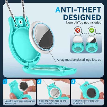Waterproof Airtag Holder,4 Pack Airtag Case with Secure Lock,Airtags Keychain for Apple Air tag,Anti-Lost Protective Case Air tags Accessories for GPS Tracker Luggage,Key,Pet-Orange/Yellow/Green/Pink