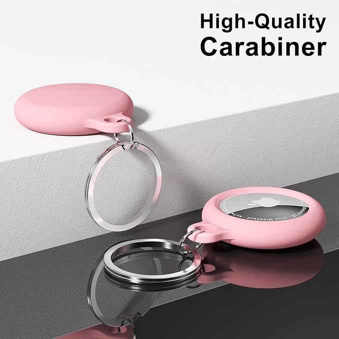 oakxco for Airtag Keychain Silicone, Airtag Holder with Key Ring, Air Tag Cover Cute Accessories for Kids, Luggage, Car Dog Collar, Car, Compatible with Apple Airtag Case Waterproof Tracker, Pink